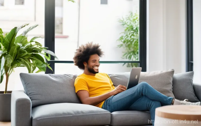 OTT 광고형 모델 분석 - **Prompt 1: The Joy of Accessible Entertainment**
"A diverse young adult, perhaps in their early...