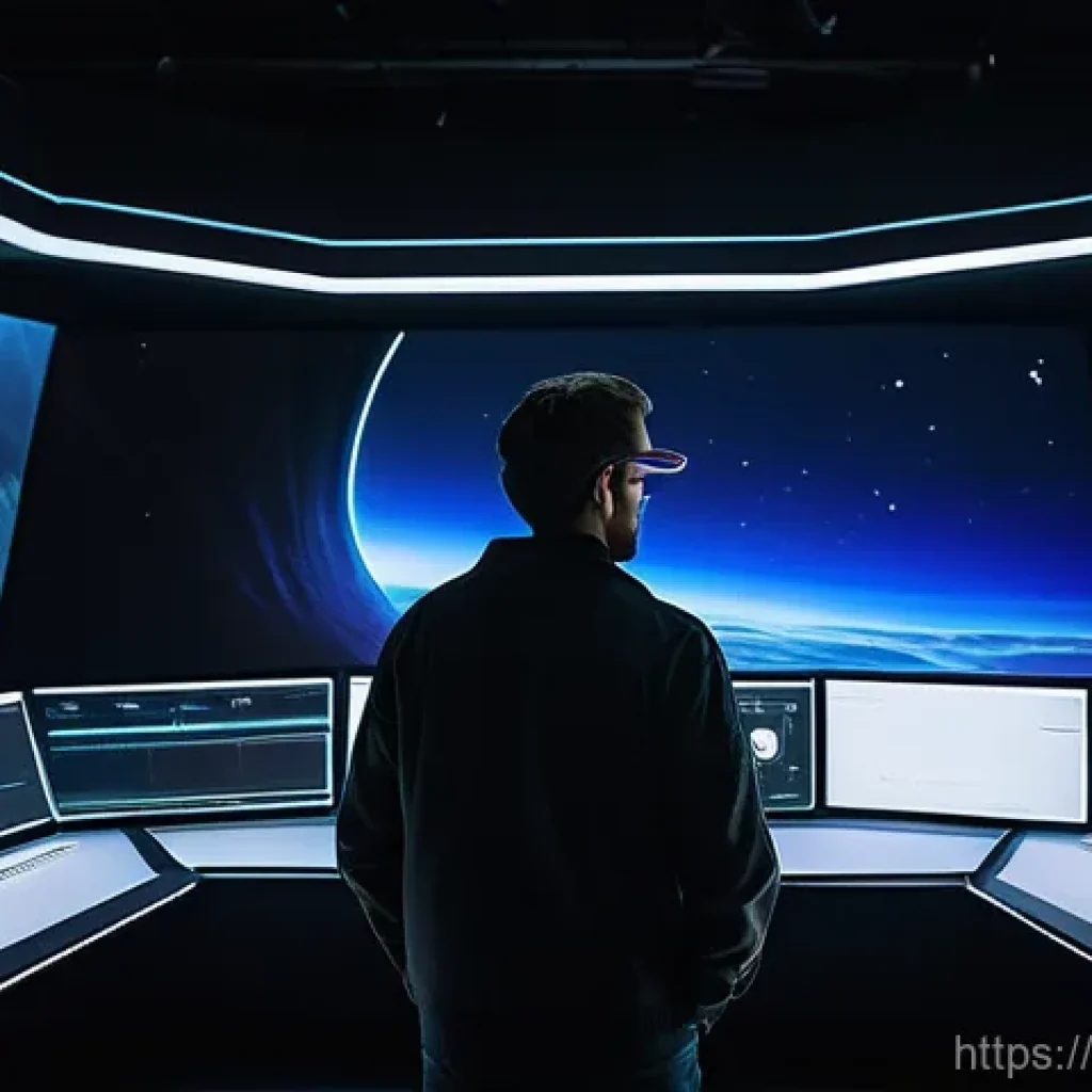 OTT 콘텐츠 제작의 혁신 - **Prompt: "A high-tech virtual production studio in a vibrant future setting, showcasing an actor in...