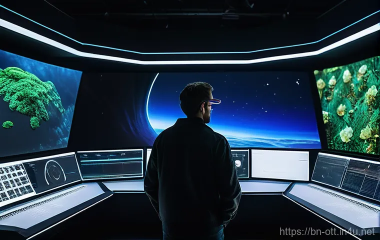 OTT 콘텐츠 제작의 혁신 - **Prompt: "A high-tech virtual production studio in a vibrant future setting, showcasing an actor in...