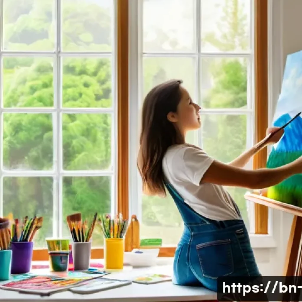 OTT와 SNS 활용 사례 - **Prompt:** A vibrant and sunlit room where a female teenager, approximately 16 years old, with her ...