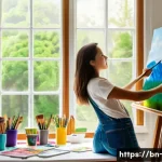 OTT와 SNS 활용 사례 - **Prompt:** A vibrant and sunlit room where a female teenager, approximately 16 years old, with her ...